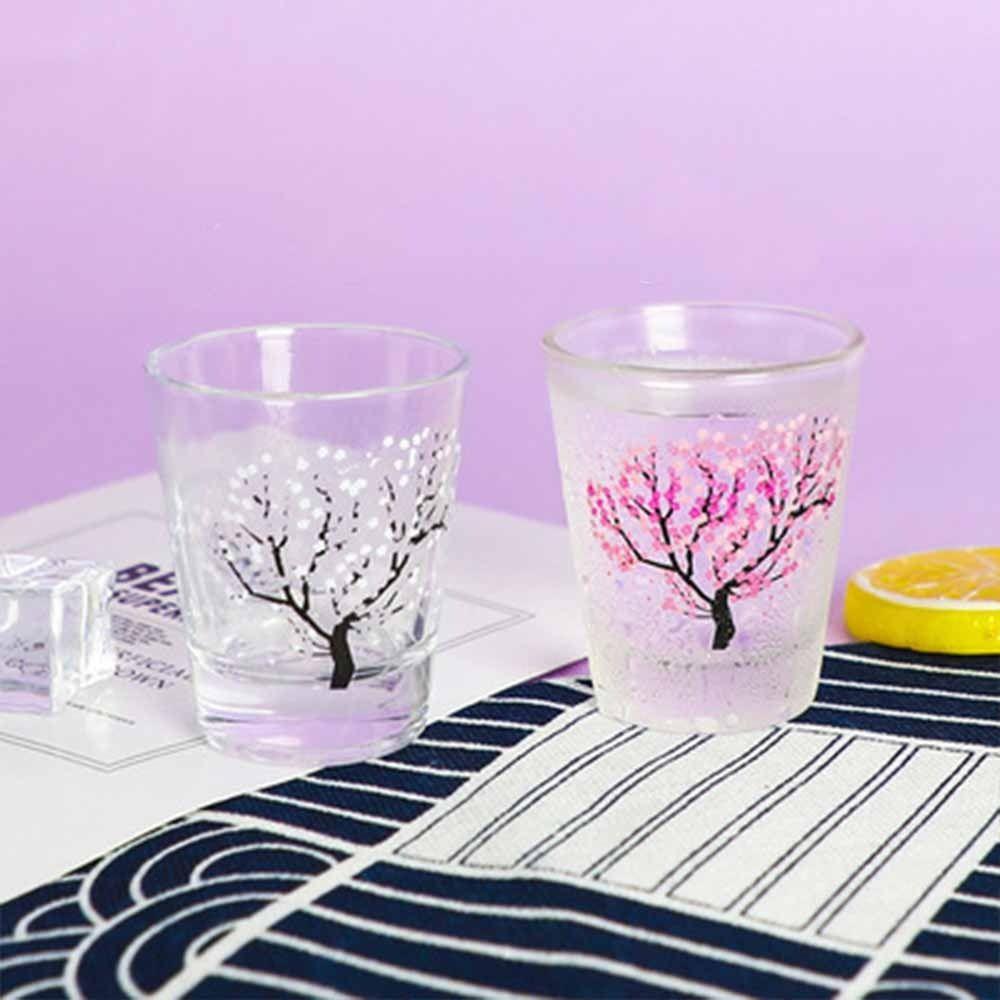 Creative Color Changing Glass Small Temperature Sensing Baijiu Sakura Cup Wine Glass Water Cup