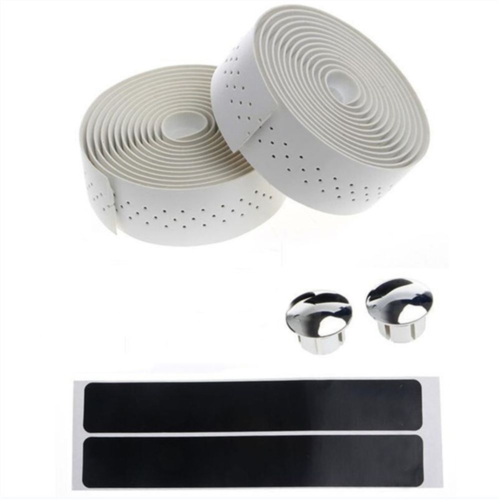 Anti-slip 1 Pair Road Bike Bar Plug Bike Protective Leather Wrap Handlebar Tape Bicycle Grips