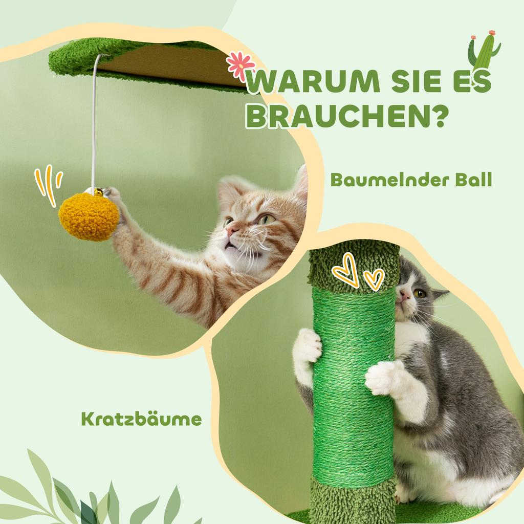 230-275cm Floor-to-Ceiling Adjustable Cat Tree with Scratching Posts, Hammock