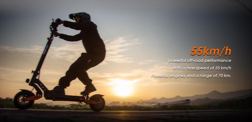 Foldable electric scooter Kukirin G2 Max, 1000W motor, 48V 20.8AH battery, top speed 55km/h, cruising range 70km, 10-inch tires