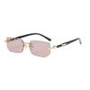 Trendy Rimless Rectangle Sunglasses Frameless Fashion Shades Punk Sunglasses Gradient Men Women UV400 Eyewear Driving
