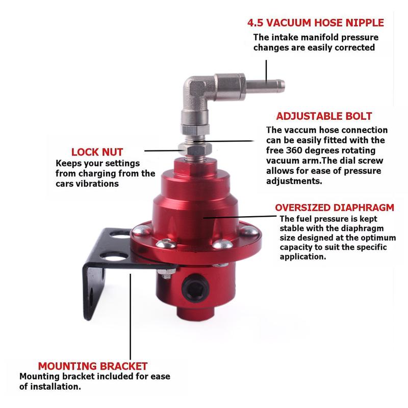 Universal Adjustable Fuel Pressure Regulator tomei Type With Original Gauge and Instructions AN6 1/8NPT RS-FRG003