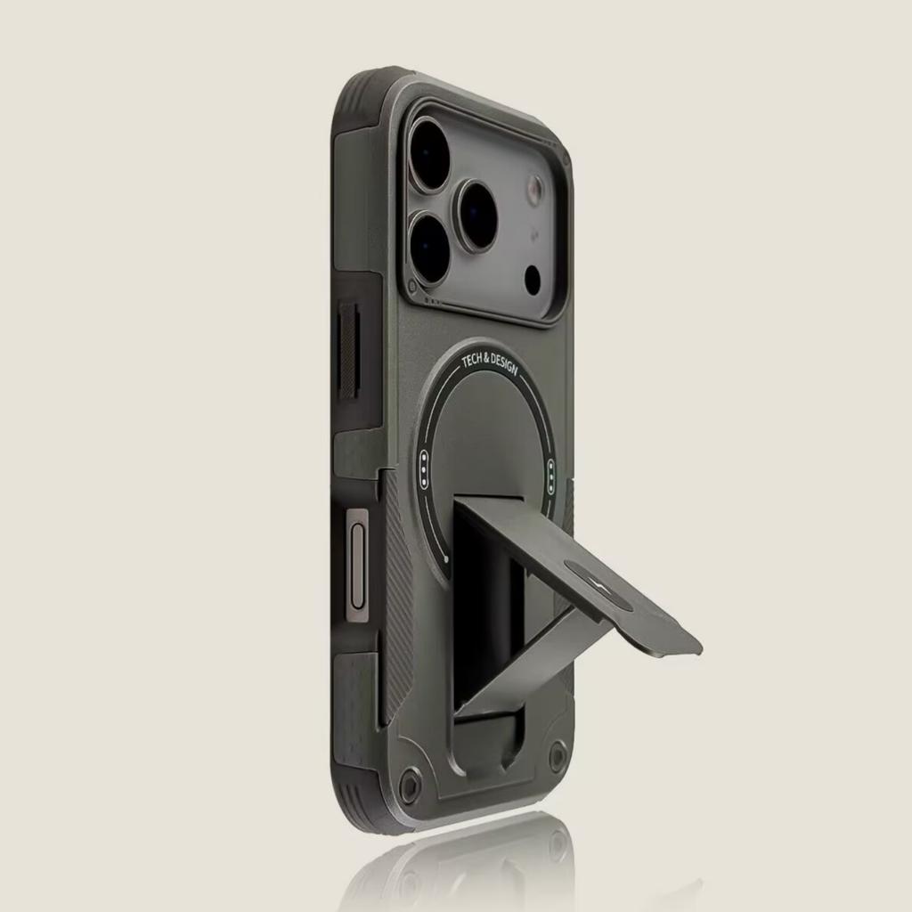 Противоударный бронированный чехол с невидимой подставкой-держателем Magsafe для iPhone 17 16 15 14 13 12 Pro Max Прочная магнитная крышка для беспроводной зарядки