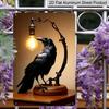 2D Flat 1pc Retro Crow and Black Metal Sign, A 12 By 8 Inch Metal Crow Art Decoration Plaque, Ideal for Home and Office, Modern Interior Design