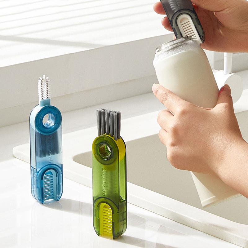 3 в 1 Бутылка Gap Cleaner Brush Многофункциональная щетка для чистки чашек Вода