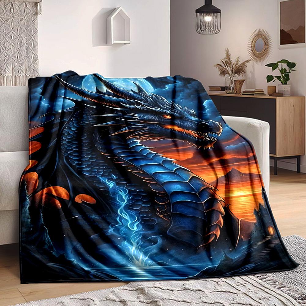 1pc Dragon Fantasy Artwork Blanket Lightweight Blanket Throw Blanket For Sofa, Bed, Travel, Camping, Livingroom, Office, Couch, Chair yy251010004