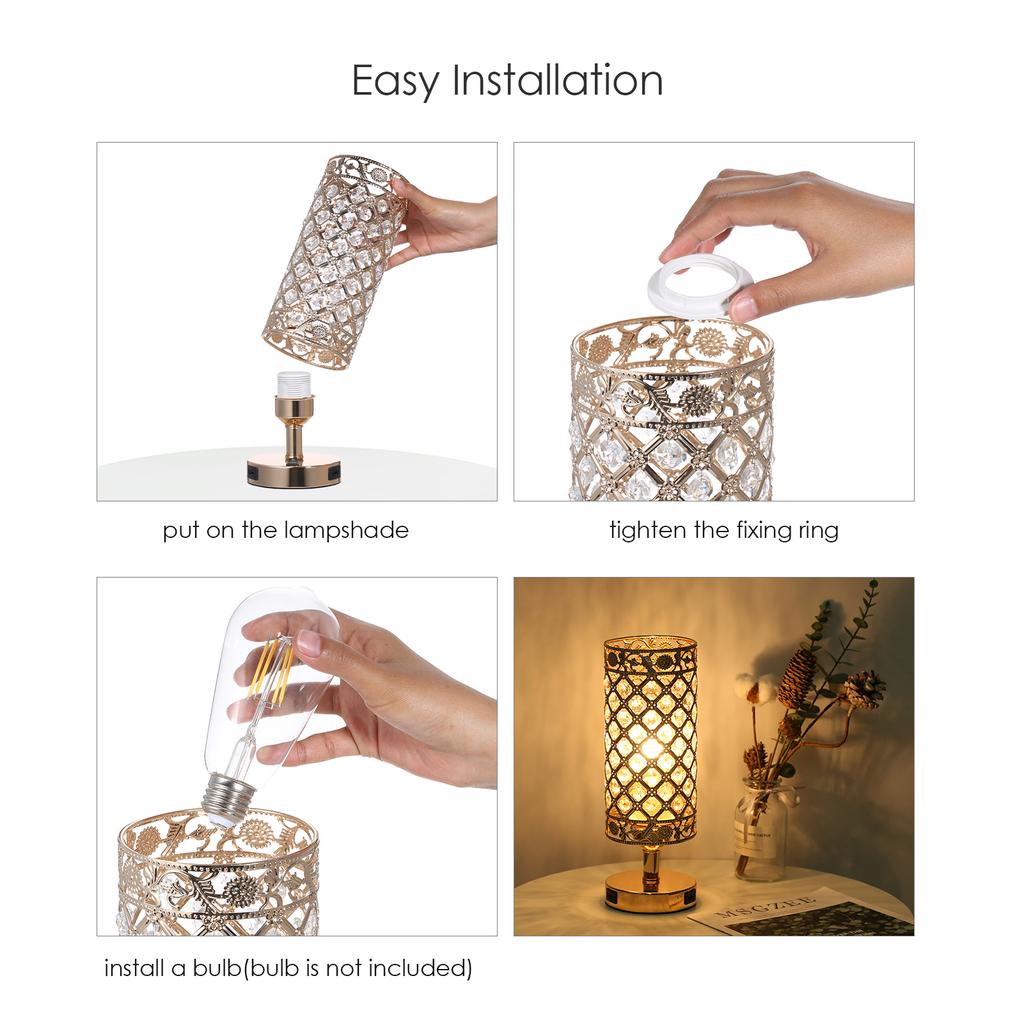 Tomshine Хрустальная прикроватная настольная лампа, декоративный настольный светильник с двумя USB-портами для зарядки, современный