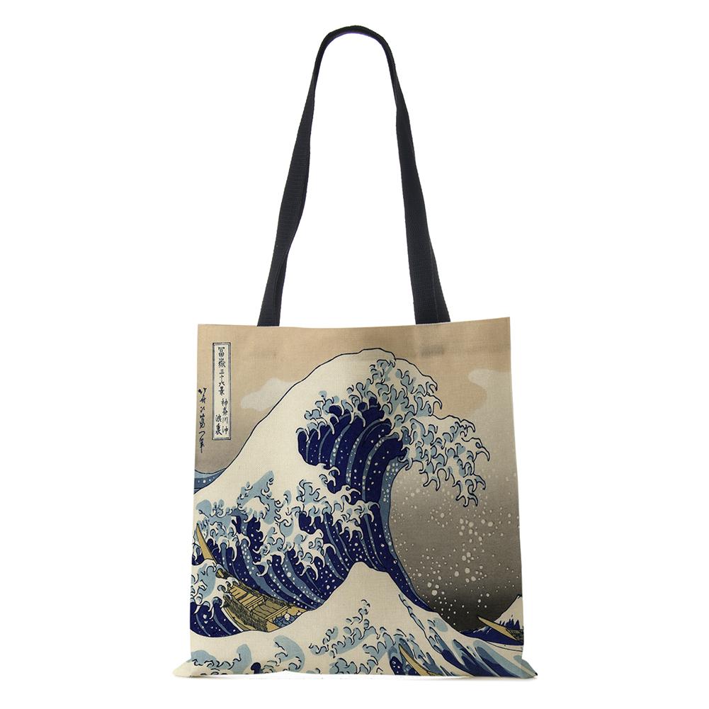 Мультяшная наплечная сумка Пейзаж Древность Женская многоразовая холщовая сумка-тоут Большой вместимости Повседневная для покупок Складная сумка для хранения KTY