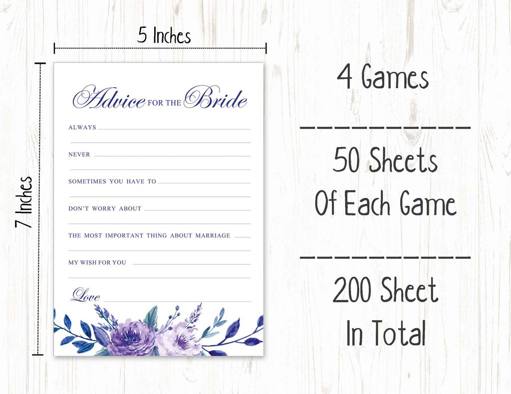 Inkdotpot Bachelorette Party Games Set Bundle Of 4(50 Sheets Each) W Miss To Mrs Gold Banner Floral Tea Party Fun Bridal Shower Games