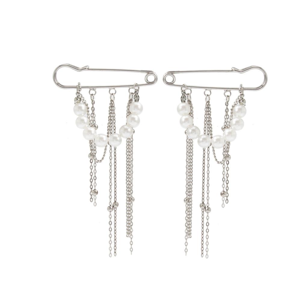 Retro Sweet Imitation Pearl Metal Chain Tassel Pendant Pin Pants Foot Chain Creative Girl Fashion Sweet Fashion Jewelry