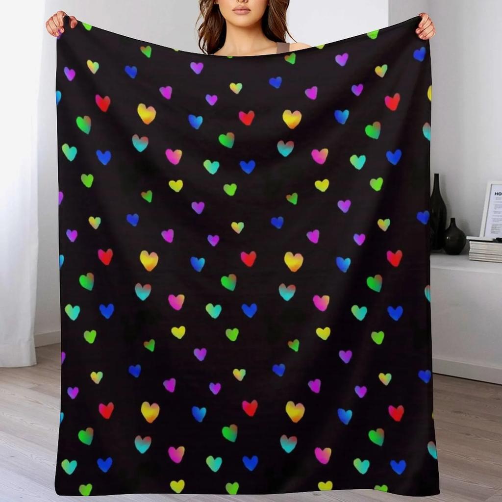 Colorful Heart Sketch Throw Blanket Warm Comfortable Blanket for Office Napping