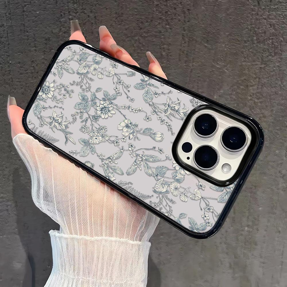 Синий цветочный чехол для телефона для iPhone 17 16 15 14 13 12 11 Pro Max Прозрачный силиконовый жесткий чехол Coque