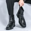 Бренд Мужские Классические Стильные Модные Ботинки на Высокой Подошве с Заклепками Осенние Мужские Остроносые Удобные Резные Дышащие Ботинки Рыцаря