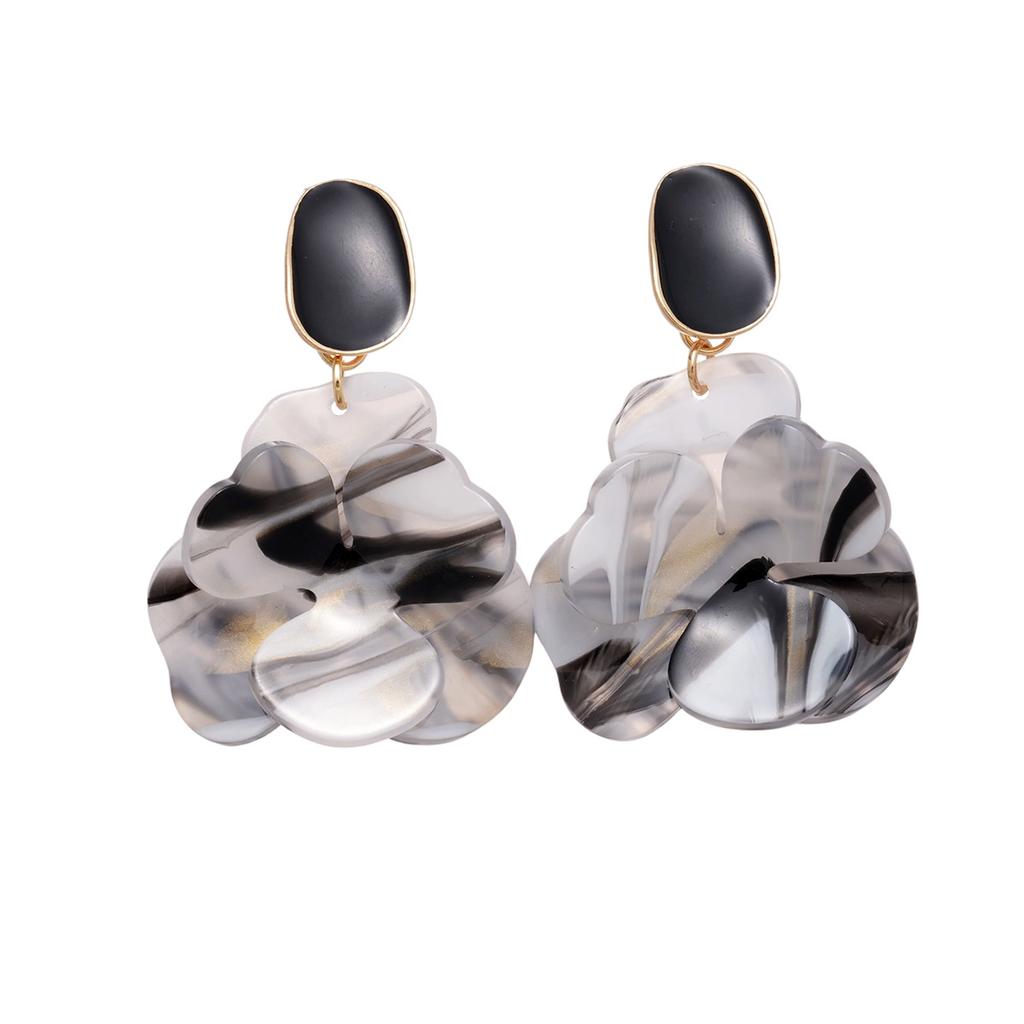 Smudged Geometric Flower Earrings, Fashionable and High-end Earrings