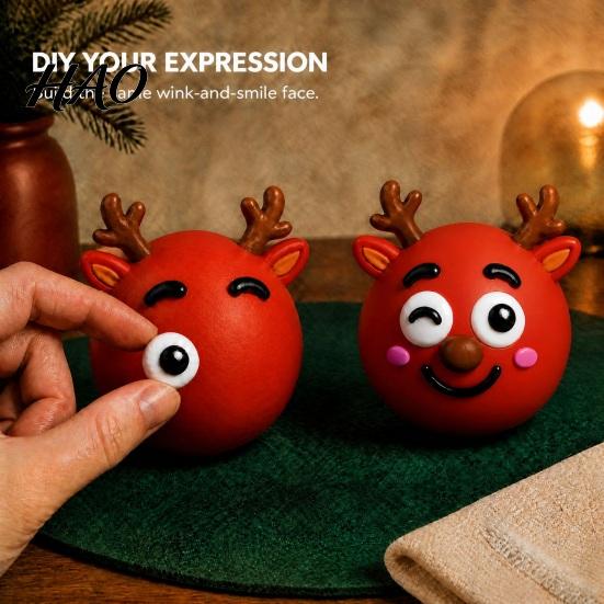 Detachable Expression Stress Ball 1/5Pcs DIY Christmas Relief Toy, Reindeer Snowman with Accessory, Soft Squeeze Sensory Party Favors Fidget Toy
