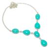 Natural Blue Chalcedony Gemstone 925 Sterling Silver Jewelry Necklace 18" u6O17