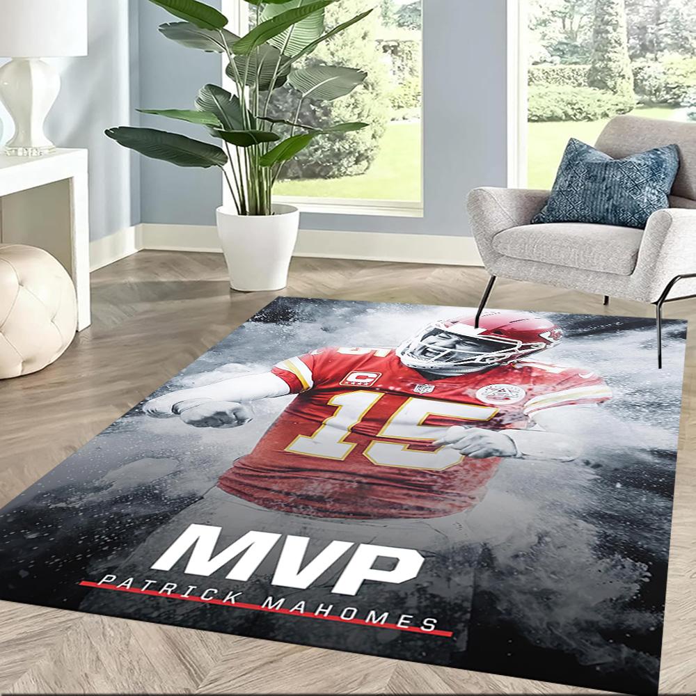 Patrick Mahomes2 Square rugs are a great choice for living rooms, bedrooms, home décor, and as gifts.
