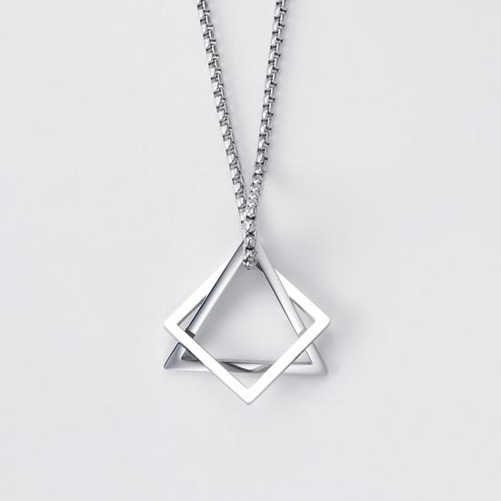 Men Necklace Triangle Square Pendant Necklace Dating Work Party Versatile Style Necklace Clothing Accessory
