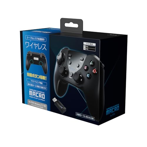[Японский производитель Three Strike] Беспроводной контроллер, совместимый с PS4 "Wireless Gamepad Macro" (черный)" - PS4