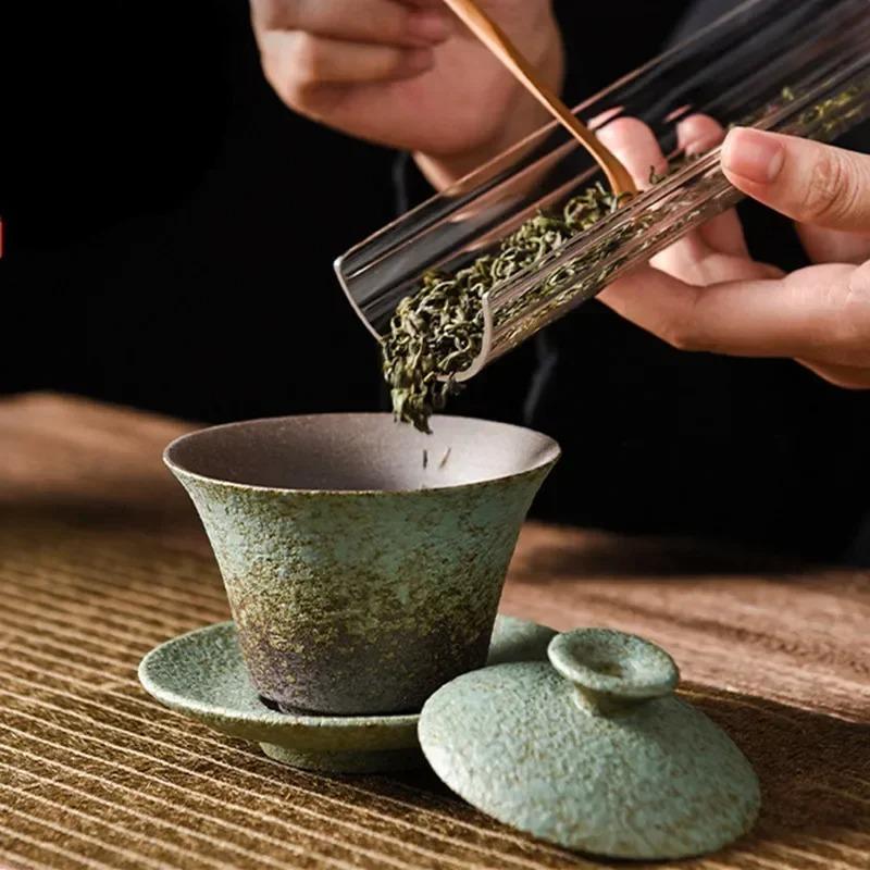 180 мл Ретро Грубая Керамика Три Гайвани Бытовая Печь Изменение Керамическая Чайная Чашка Портативная Красота Чайная Пиала На Заказ Традиционный Чайный Набор