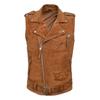 Brown Suede Real Lambskin Leather Men Waistcoat Stylish Western Vest Coat Jacket