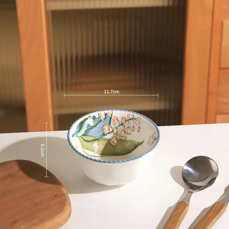 Creative Retro Flowers Ceramic Plate Home Delicious Dishes Soup Bowls Exquisite Salad Fruits Plates Unique Tableware