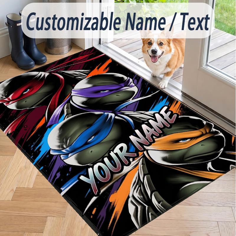 Custom Text Teenage Mutant Ninja Turtles Pattern Floor Rug Soft Indoor Carpet Mat Living Room Bedroom
