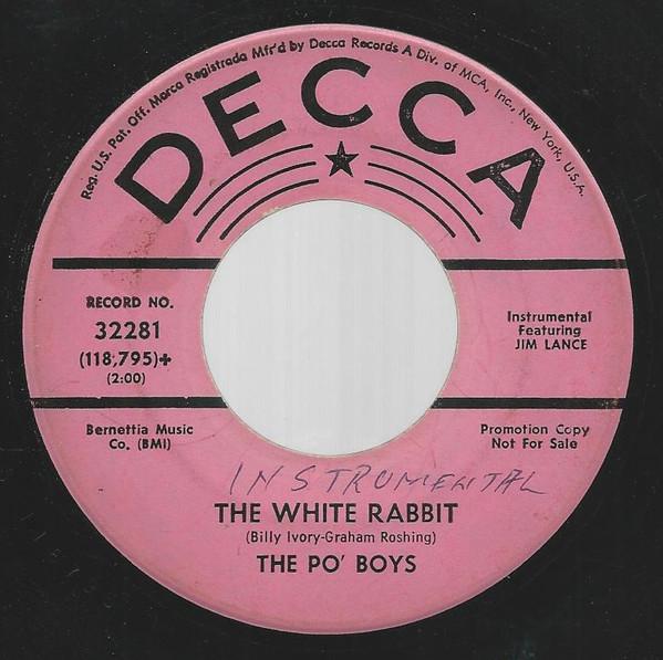 7-дюймовая пластинка PO' BOYS - Белый кролик / Up And Atom 32281 Decca 1967 США Фолк Б/У