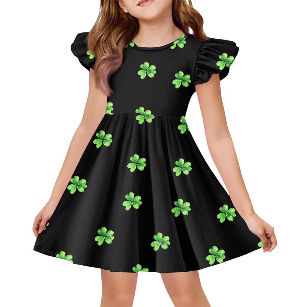 Летнее платье принцессы для девочек - А-силуэтное платье-футболка Ст. День Патрика