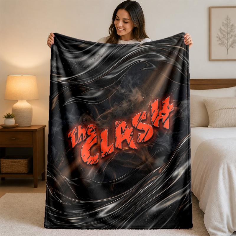 The Clash Print Flannel Blanket Cozy Lightweight Plush Throw Blanket For Bed Sofa Household Use