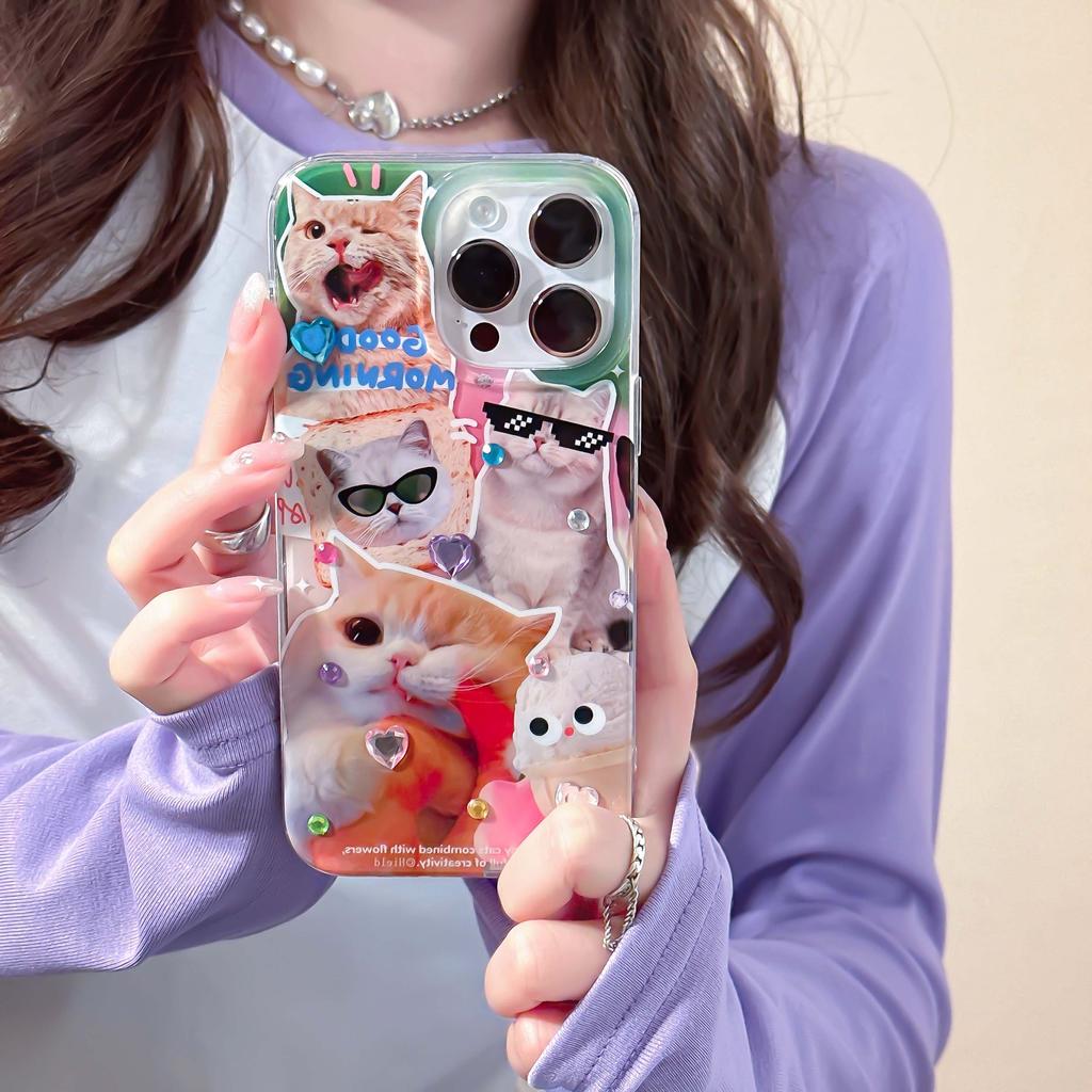 Cat Relif Imd 2023 3d Cute Cartoon Phone Case For Iphone 11 12 Promax 13 14 Pro Max Lovely Shockproof Back Cover Bread Capa