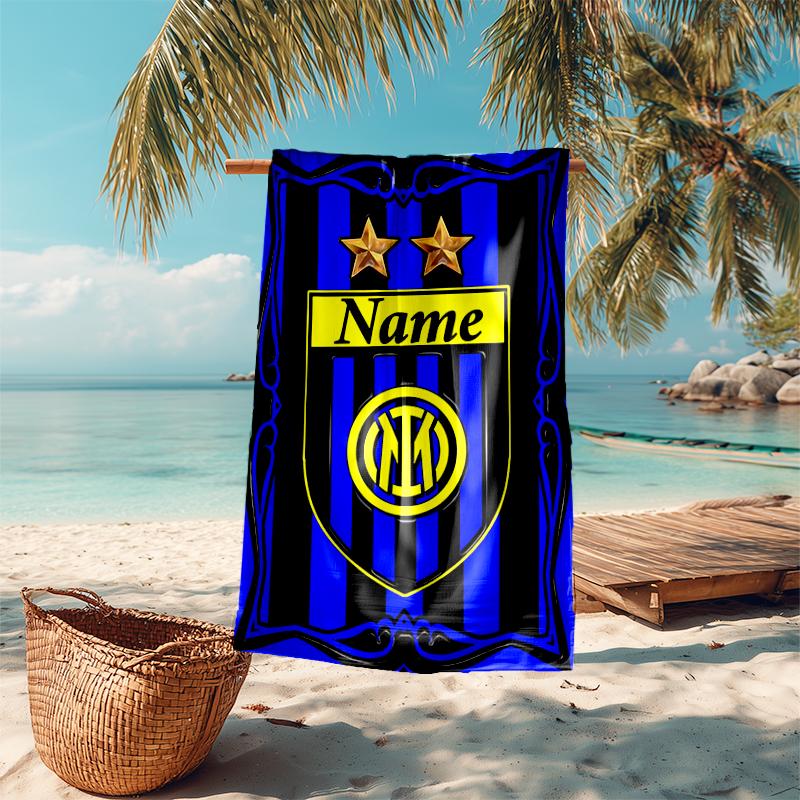 Personalized customized proof beach towel with Inter Milan pattern - soft, absorbent,quick-drying,perfect swimming,camping&bathing