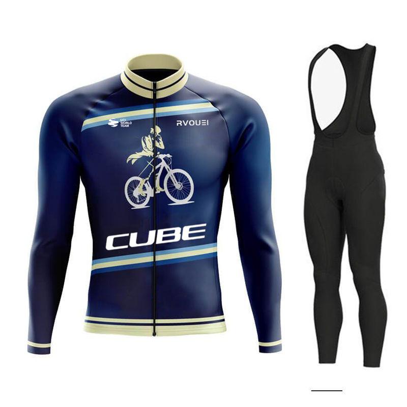 2026 Autumn Breathable Cycling Suit Set Rvouei Cube Team Long Sleeve Men MTB Bike Clothing Autumn Bicycle Clothes Maillot Ropa Ciclismo