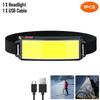 Super Bright COB LED Head Flashlight  USB Rechargeable Headlamp with Built In Battery Headlights for Camping Fishing Outdoors