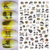 Lily Flower Geometric 3D Nail Stickers Maple Leaves Lines Nail Art Adhesive Sliders Red Berries Decals Decoration PPSTZ-SJ027