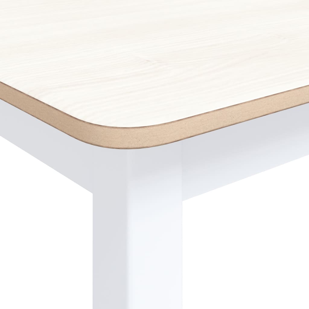 Dining Table White and Brown 114 x 71 x 75 cm Solid Rubberwood