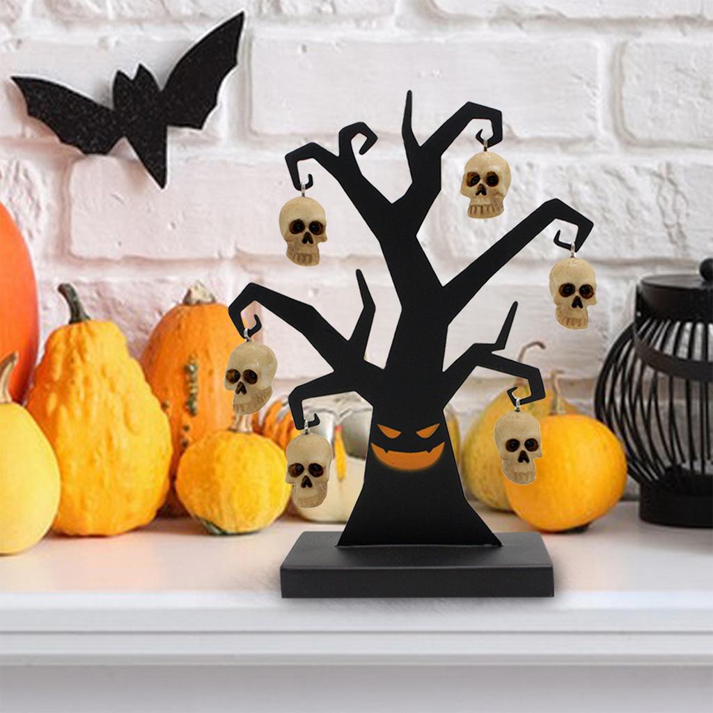 2026 Halloween Desktop Ornament Metal Ghostface Skeleton Tree Ornament Desktop Decoration Of Entrance Bar Counter Fireplace 1pc