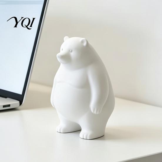 Healing Bear Statue for Bedroom Chubby Figurine, 3D Printed DIY Paintable Fat Craft Project Lovers Statue, Cute Minimalist Desktop Ornament,