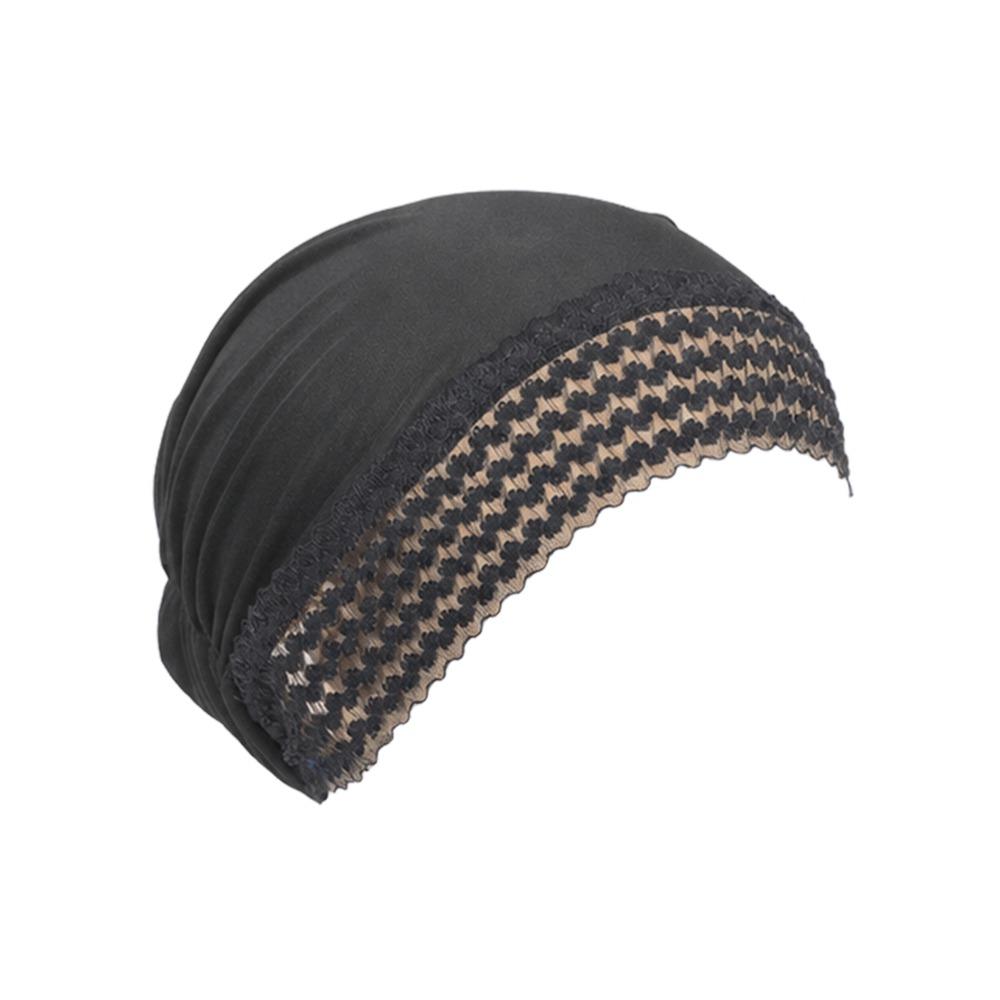 Full Coverage Headwrap Cap Lace Flower Lace Trim Hat Fashion Head Wrap Cap Women Headwear