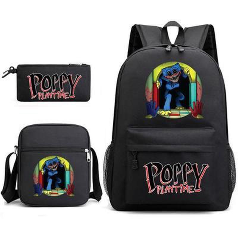 3 шт. модные детские школьные сумки Poppy Playtime Huggy Wuggy студенческие холщовые школьные рюкзаки + сумка через плечо + сумка для ручек