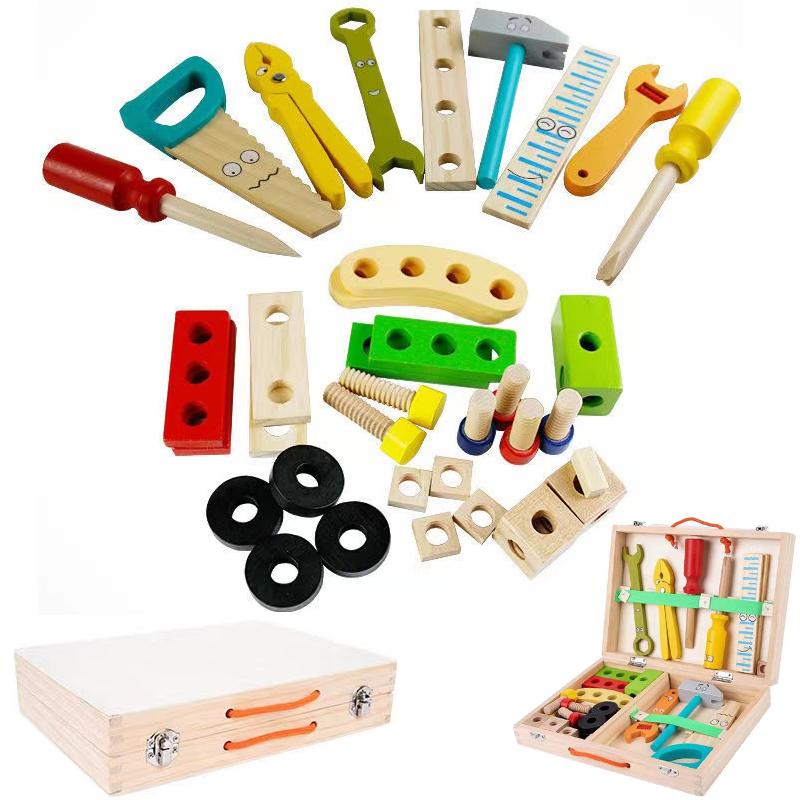 Kids Wooden Toolbox Montessori Pretend Play Tool Children Nut Screw Assembly Simulation Repair Carpenter Educational Puzzle Toy