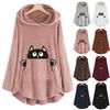 Women Casual Fleece Dog Panda-Embroidery Plus Size Hoodie Pocket Pullover Tops