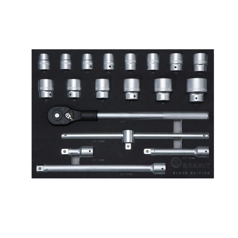 3/4" socket wrench set, 19 pieces
