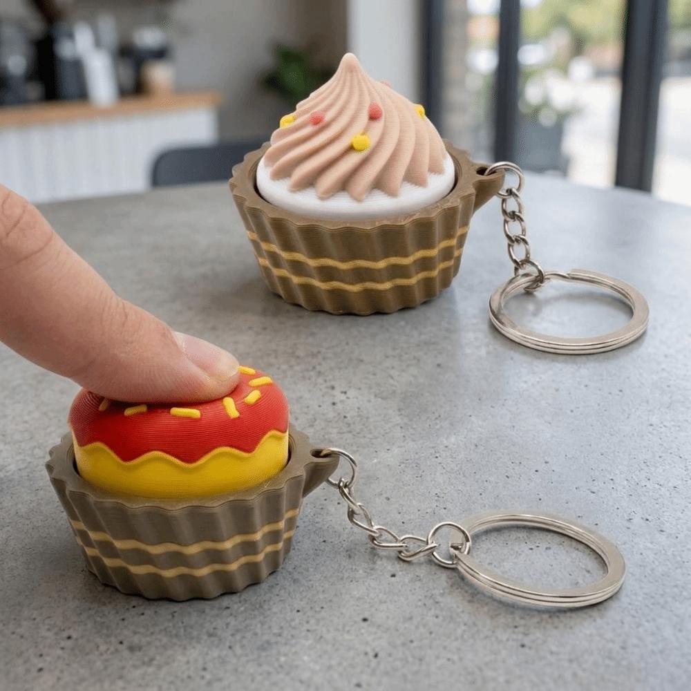 Simulated Dessert Dessert Fidget Clicker Plastic Dessert Button Key Ring for Adults