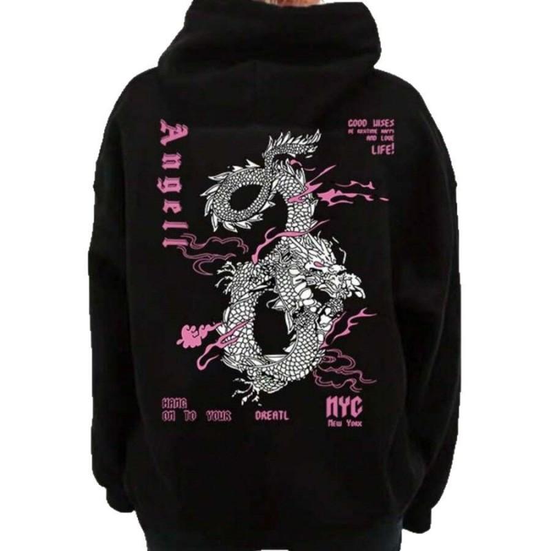 Unisex Oversized Hooded Sweatshirt With Anime Print Streetwear Style Fall Winter Casual Top