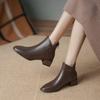 Retro Pointed Thick Heel Short Boots for Women, New English Style and Plush Warm Chelsea Boots for Autumn and Winter 2024