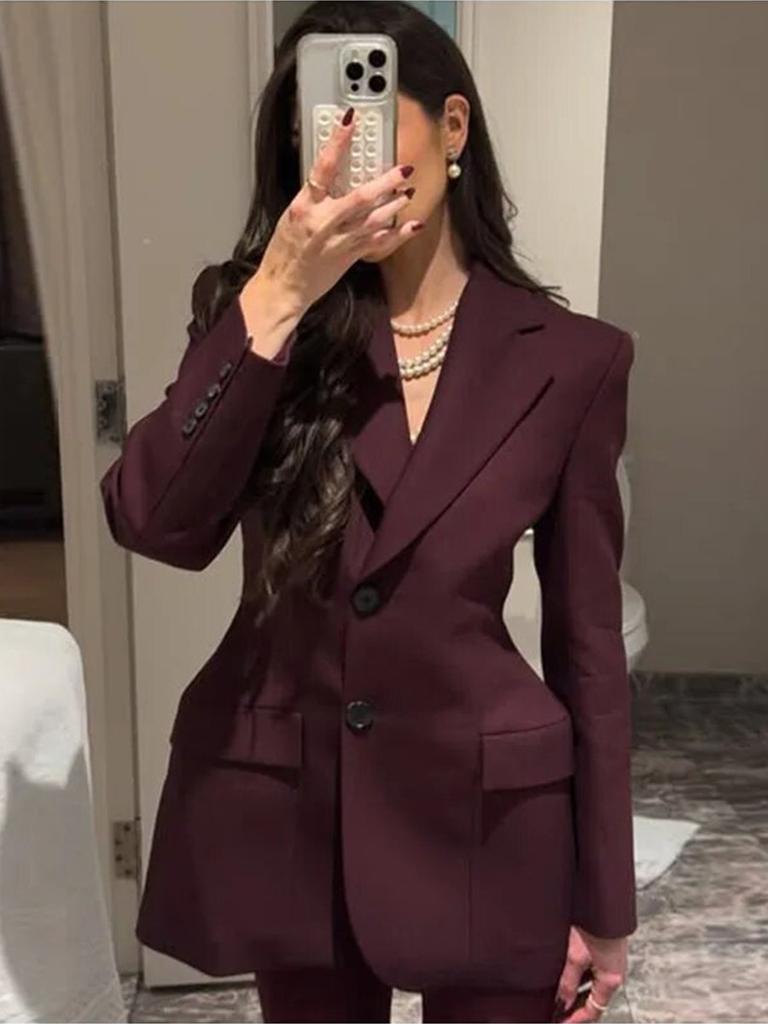 Women's Slim Fit Blazer 2026 Spring V-Neck Waist-Cinched Flattering Business Casual Jacket
