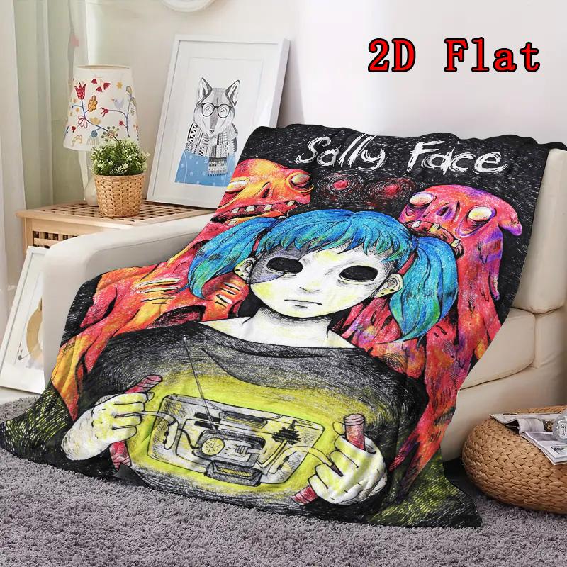 Sally Face 2D Flat Pattern Flannel Blanket High quality All Seasons Warmth and Comfort Perfect for Christmas Gifts.