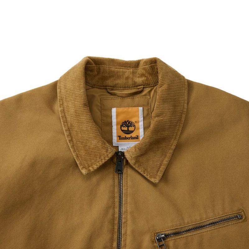 Timberland Мужская утепленная пуховая куртка из стираного холста, цвет хаки, A5MAE-P47
