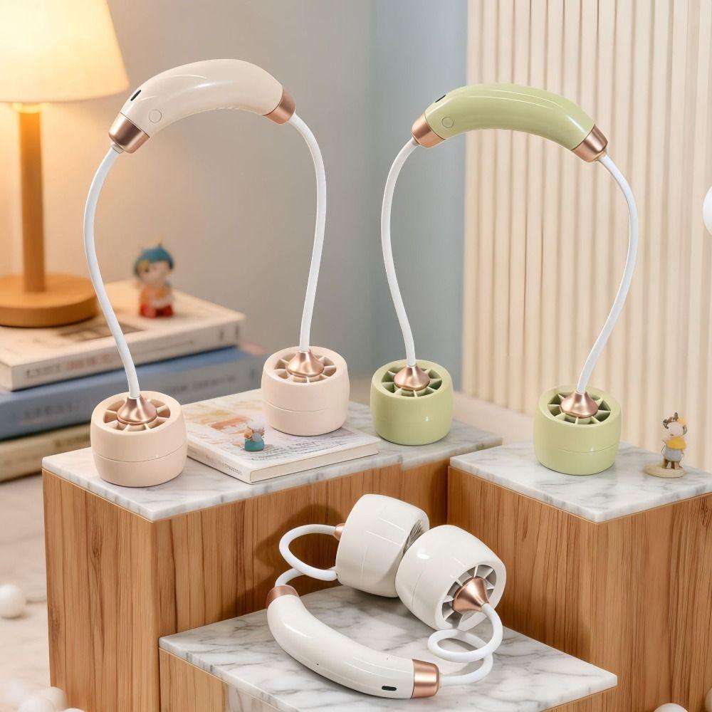 Foldable Structure Wearable Neck Fan Turbine Air Outlets Turbine Cooling Fan  Summer Outdoor